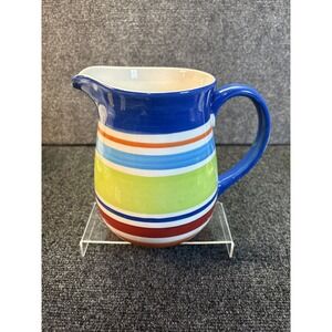 Tag~Striped Drinking Pitcher~Blue, Orange, Red and Green